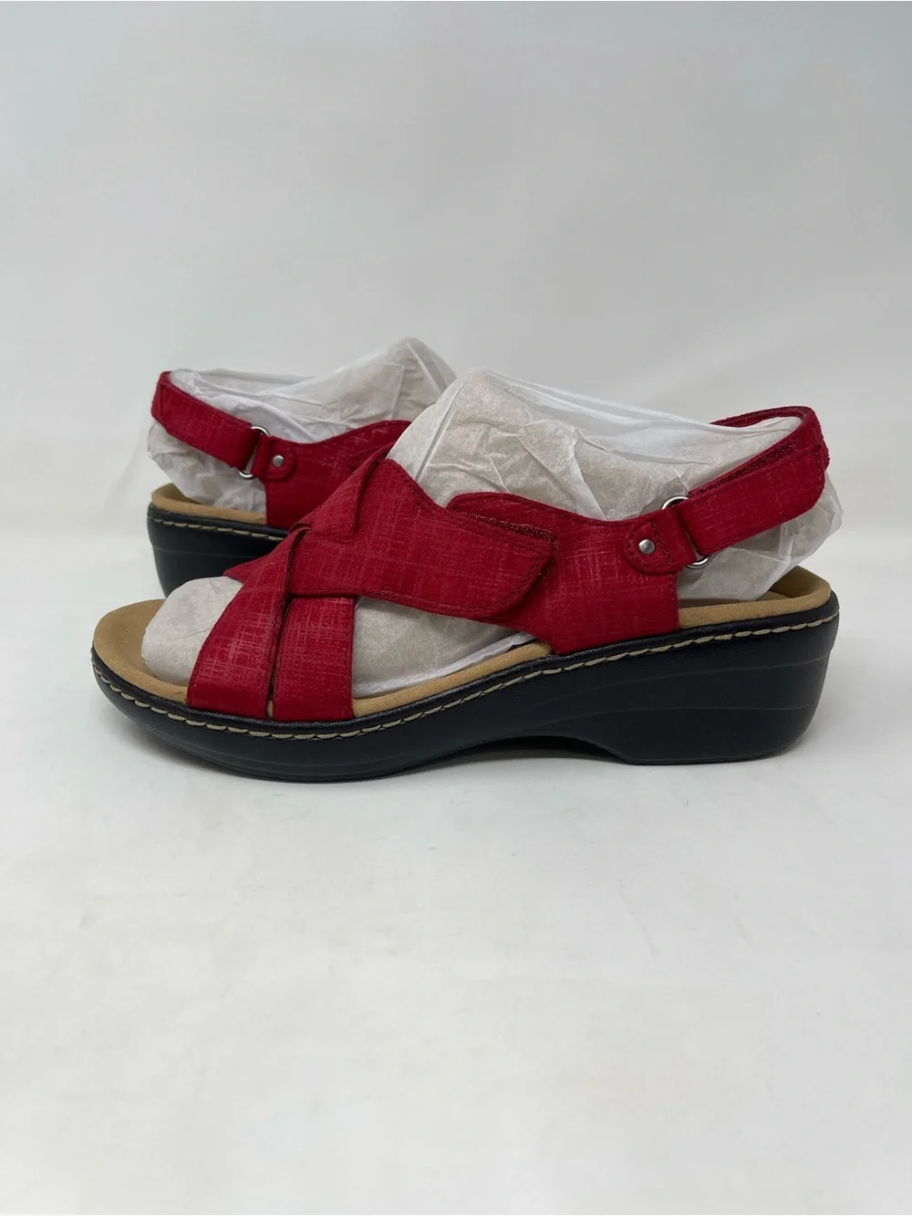 Clarks Collection Merliah Echo Red‎ Sandals Womens Size 8 New Comfort